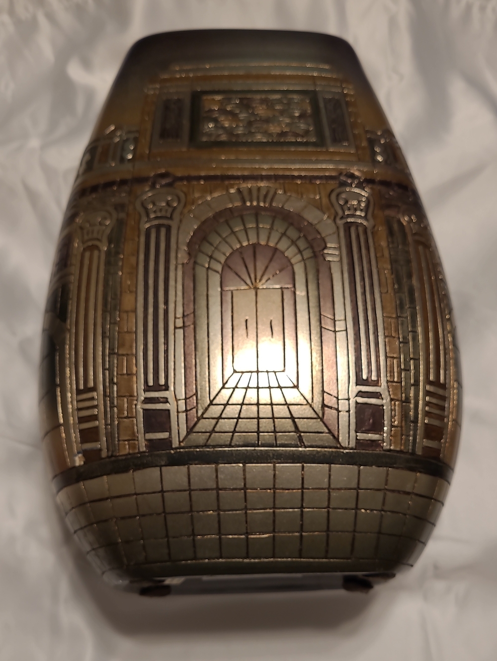 Artmax Embossed Bronze Decorative Architectural Vase. 13" X 8" - Picture 1 of 12